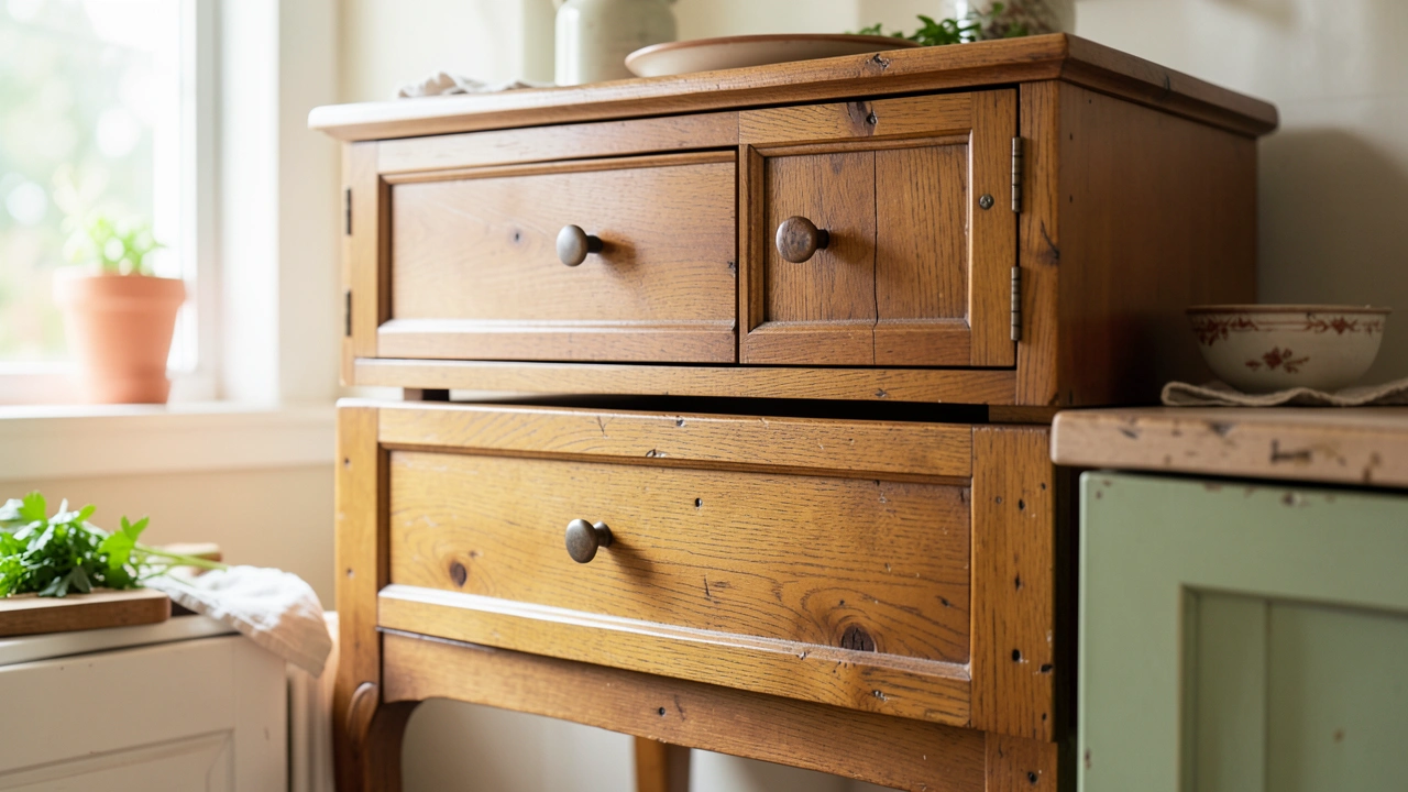 How to Fix Kitchen Cabinets Made from Old Furniture